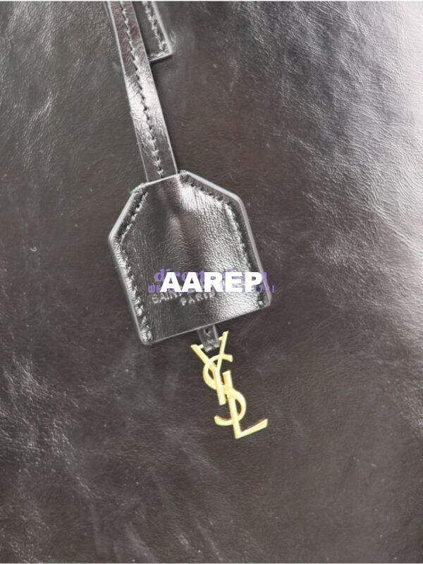Replica YSL Shopping Saint Laurent In Crinkled Leather 600306 Black 14