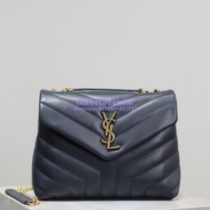 Replica Yves Saint Laurent YSL Loulou Small In Matelassé “Y” Leather 494699 Dark Blue 2