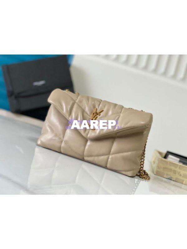 Replica YSL Saint Laurent Mini Loulou Puffer Toy Bag In Quilted Lambskin Dark Beige 3