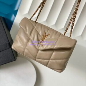 Replica YSL Saint Laurent Mini Loulou Puffer Toy Bag In Quilted Lambskin Dark Beige 2