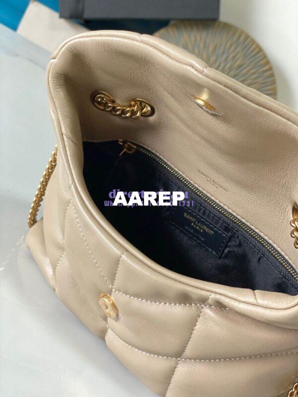 Replica YSL Saint Laurent Mini Loulou Puffer Toy Bag In Quilted Lambskin Dark Beige 8