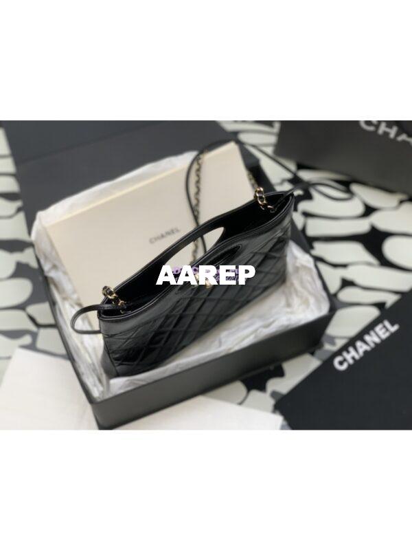 Replica Chanel 31 Mini Shopping Bag Shiny Lambskin & Gold-Tone Metal AS4133 Black 4