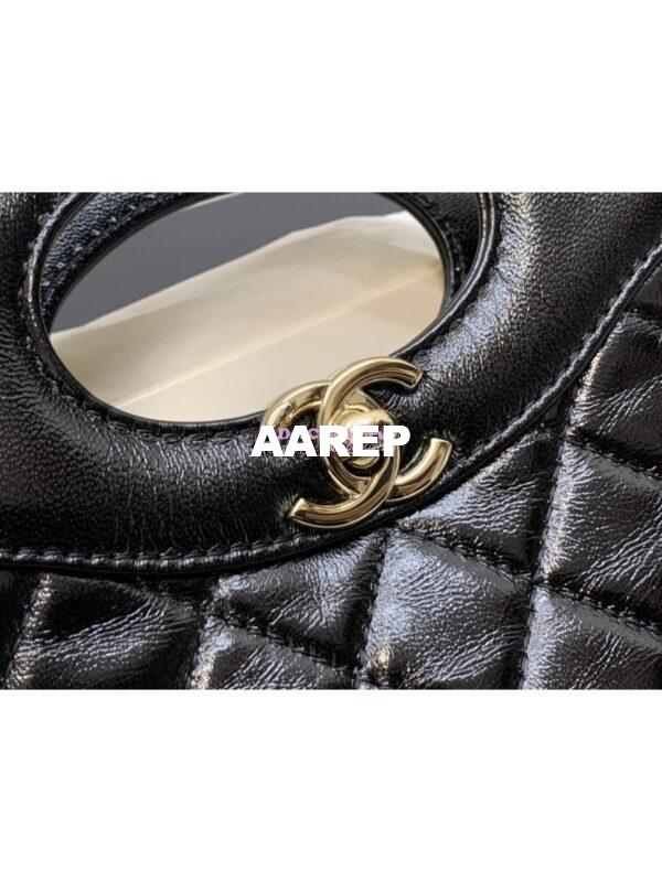 Replica Chanel 31 Mini Shopping Bag Shiny Lambskin & Gold-Tone Metal AS4133 Black 5