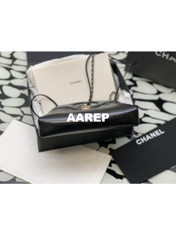 Replica Chanel 31 Mini Shopping Bag Shiny Lambskin & Gold-Tone Metal AS4133 Black 6