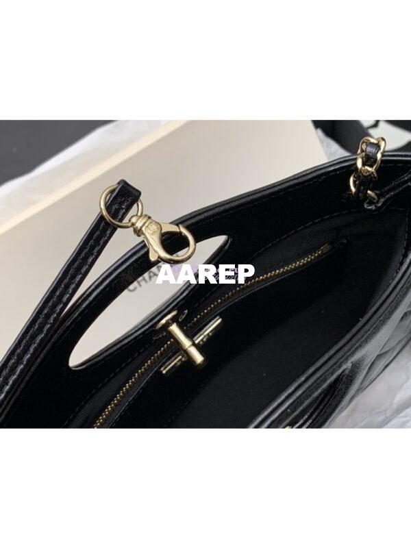 Replica Chanel 31 Mini Shopping Bag Shiny Lambskin & Gold-Tone Metal AS4133 Black 7