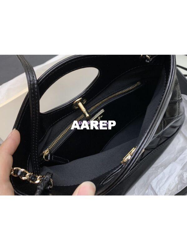 Replica Chanel 31 Mini Shopping Bag Shiny Lambskin & Gold-Tone Metal AS4133 Black 8
