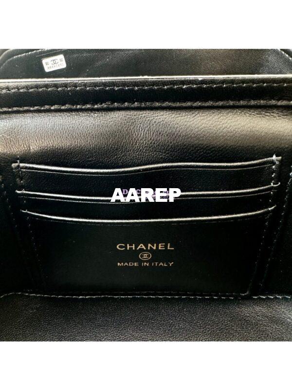 Replica Chanel Lambskin, Diamanté Handle Handle Vanity with Chain AP2805 Black 10
