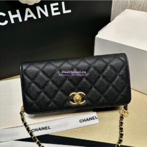 Replica Chanel 24SS Camellia Clutch With Chain in Shiny Grained Calfskin AP3581 2