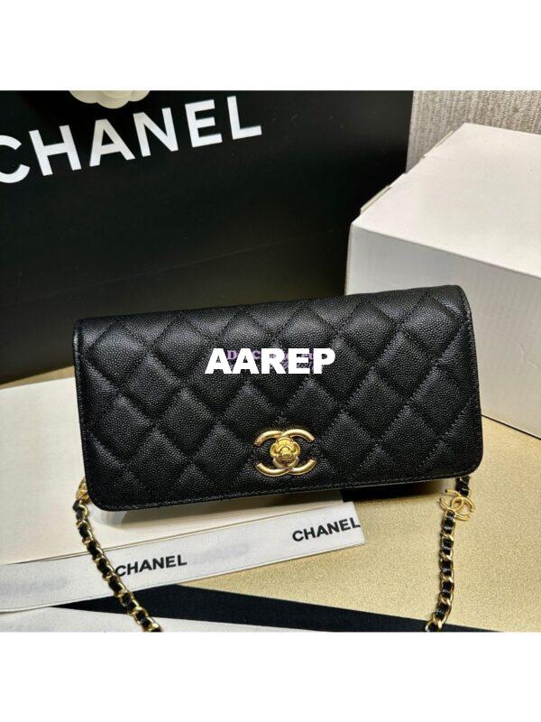 Replica Chanel 24SS Camellia Clutch With Chain in Shiny Grained Calfskin AP3581 4