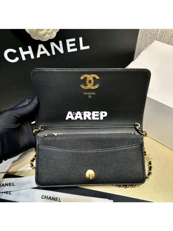 Replica Chanel 24SS Camellia Clutch With Chain in Shiny Grained Calfskin AP3581 8