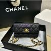 Replica Chanel 24SS Camellia Wallet On Chain WOC Shiny Grained Calfskin AP3580 2