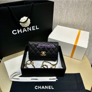 Replica Chanel 24SS Camellia Wallet On Chain WOC Shiny Grained Calfskin AP3580