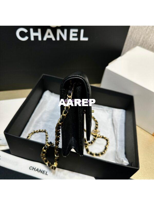 Replica Chanel 24SS Camellia Wallet On Chain WOC Shiny Grained Calfskin AP3580 4