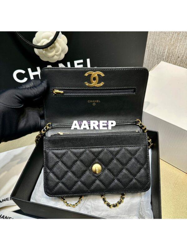 Replica Chanel 24SS Camellia Wallet On Chain WOC Shiny Grained Calfskin AP3580 5