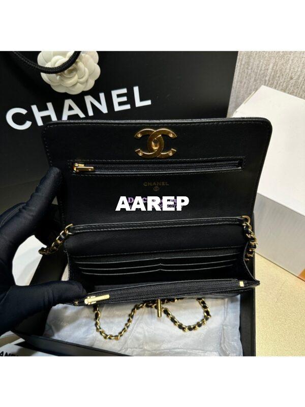 Replica Chanel 24SS Camellia Wallet On Chain WOC Shiny Grained Calfskin AP3580 7