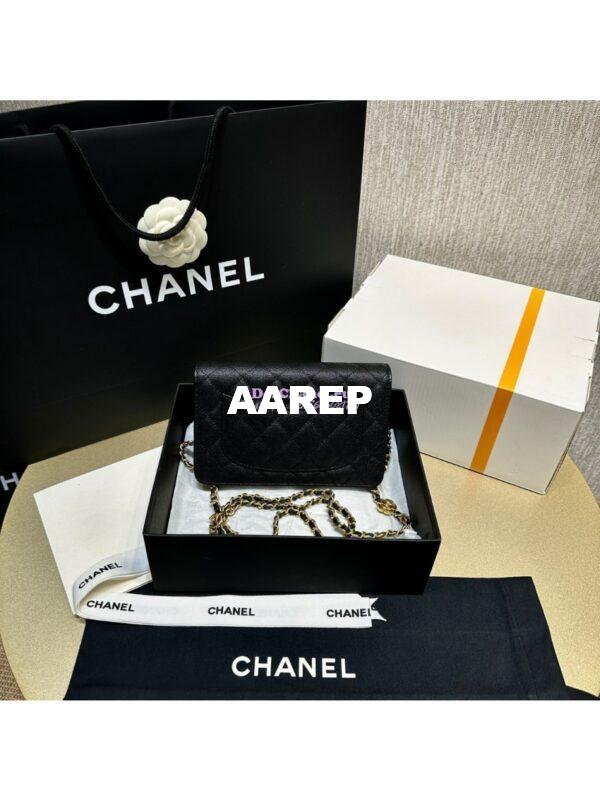 Replica Chanel 24SS Camellia Wallet On Chain WOC Shiny Grained Calfskin AP3580 9
