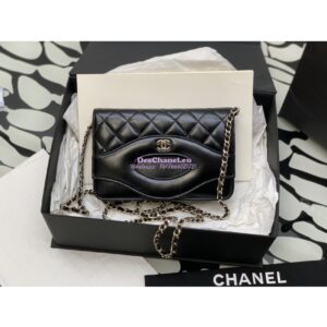 Replica Chanel Wallet On Chain Shiny Lambskin AP2703 Black