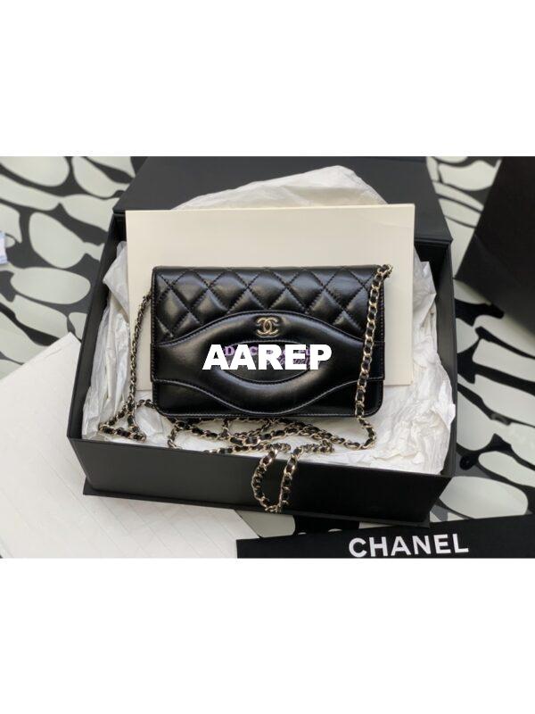 Replica Chanel Wallet On Chain Shiny Lambskin AP2703 Black 3