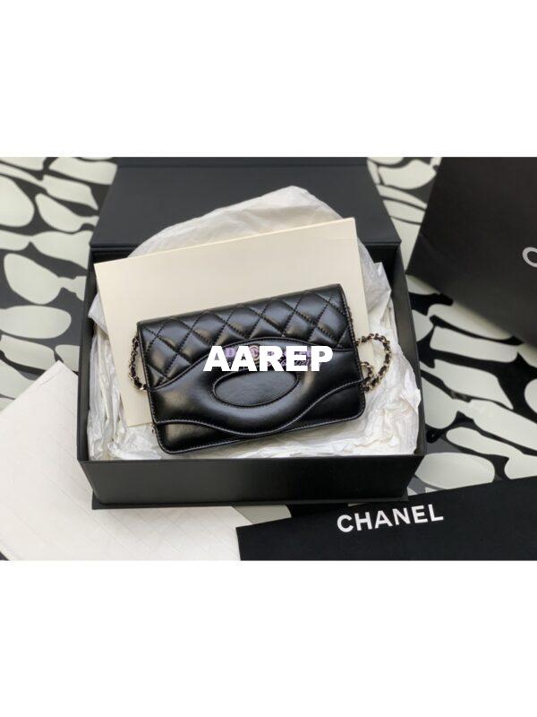 Replica Chanel Wallet On Chain Shiny Lambskin AP2703 Black 4