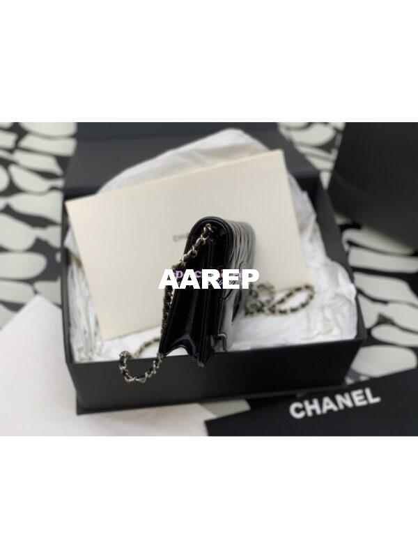 Replica Chanel Wallet On Chain Shiny Lambskin AP2703 Black 5
