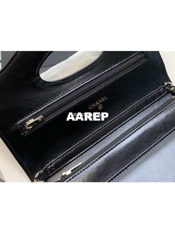 Replica Chanel Wallet On Chain Shiny Lambskin AP2703 Black 7