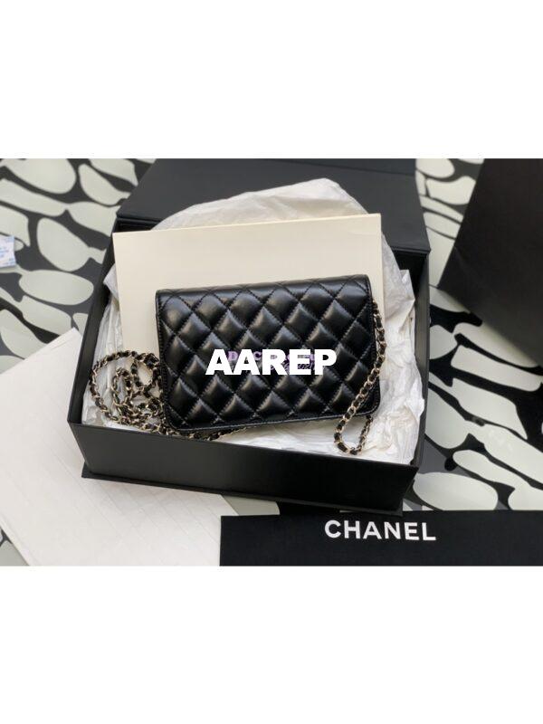 Replica Chanel Wallet On Chain Shiny Lambskin AP2703 Black 10