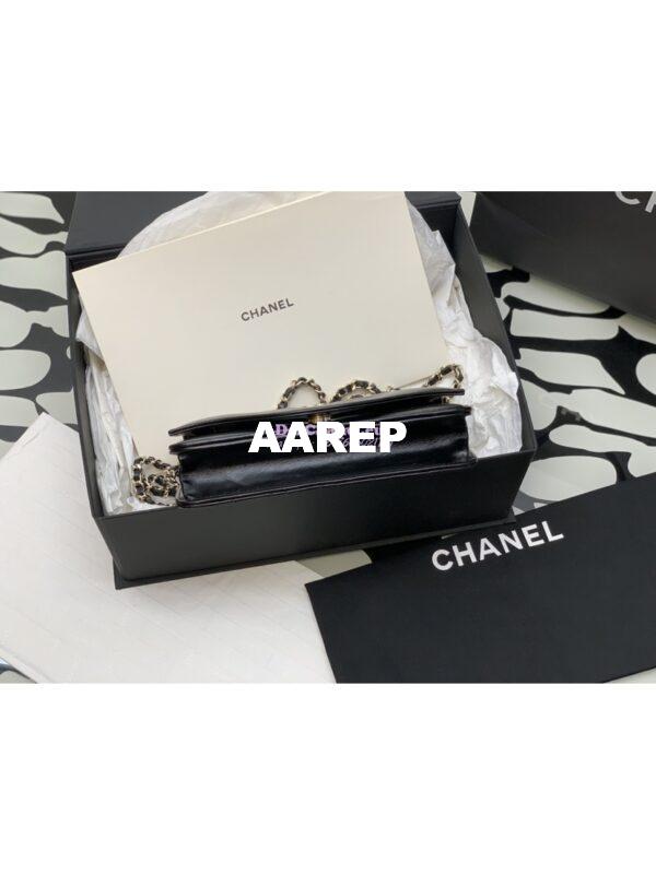 Replica Chanel Wallet On Chain Shiny Lambskin AP2703 Black 11