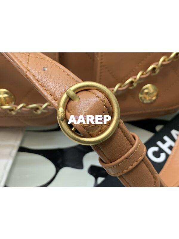 Replica Chanel 24SS Hobo Handbag Shiny Calfskin AS4743 Camel 5