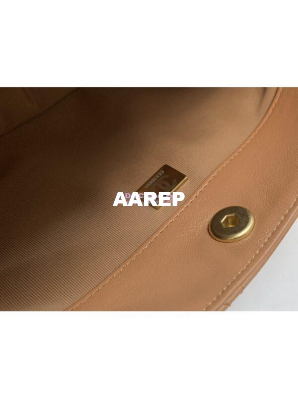 Replica Chanel 24SS Hobo Handbag Shiny Calfskin AS4743 Camel 9