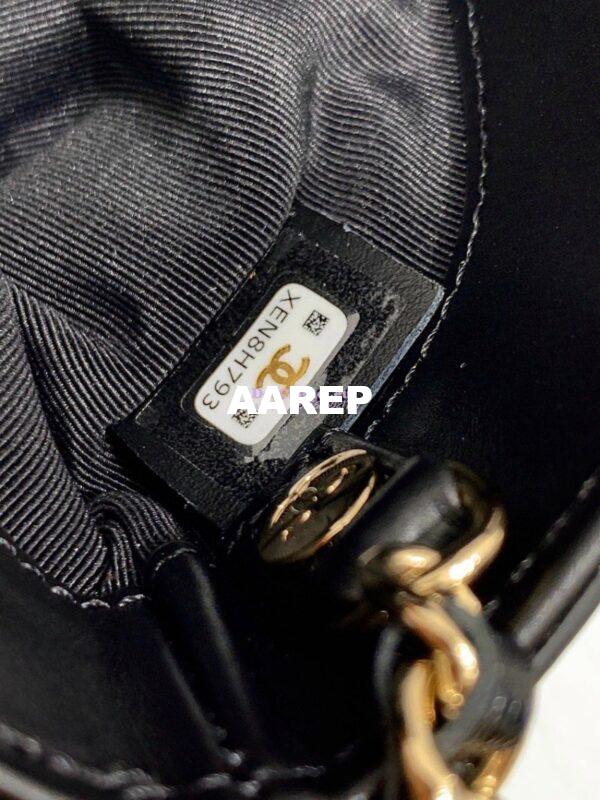 Replica Chanel 24C 31 Mini Shopping Bag Chain Clutch Shiny Lambskin & Gold-Tone Metal AS3656 Black 8