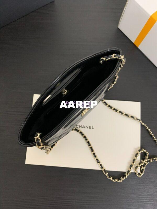 Replica Chanel 24C 31 Mini Shopping Bag Chain Clutch Shiny Lambskin & Gold-Tone Metal AS3656 Black 9