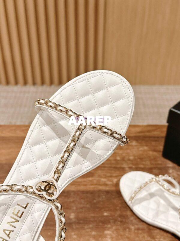 Replica Chanel SS25 Lambskin Sandals 15mm G46111 White 8