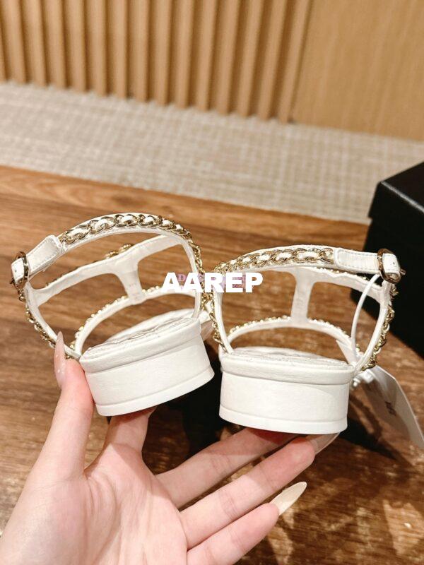 Replica Chanel SS25 Lambskin Sandals 15mm G46111 White 9
