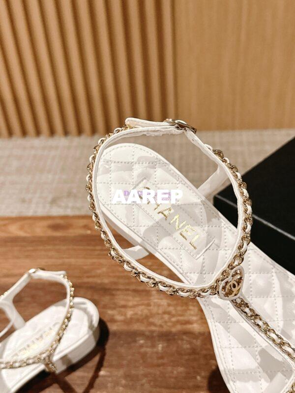 Replica Chanel SS25 Lambskin Sandals 15mm G46111 White 10