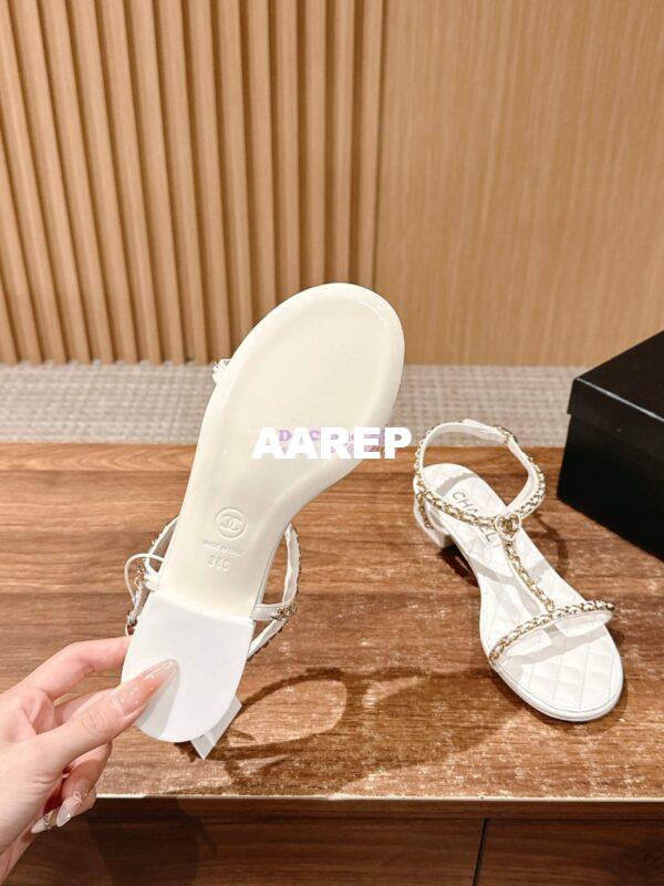 Replica Chanel SS25 Lambskin Sandals 15mm G46111 White 11