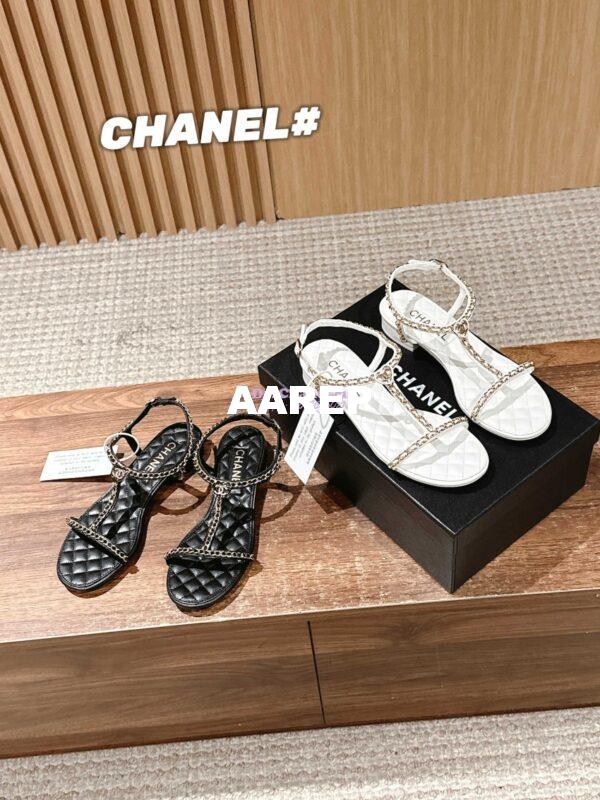 Replica Chanel SS25 Lambskin Sandals 15mm G46111 White 12