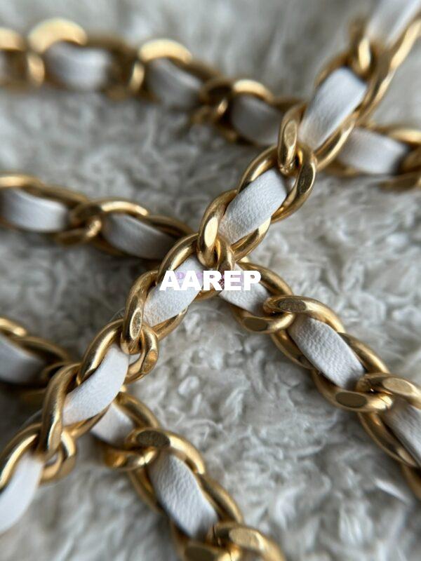 Replica Chanel Lambskin Small Flap Bag with Pearl Charm Chain AS4861 White 13