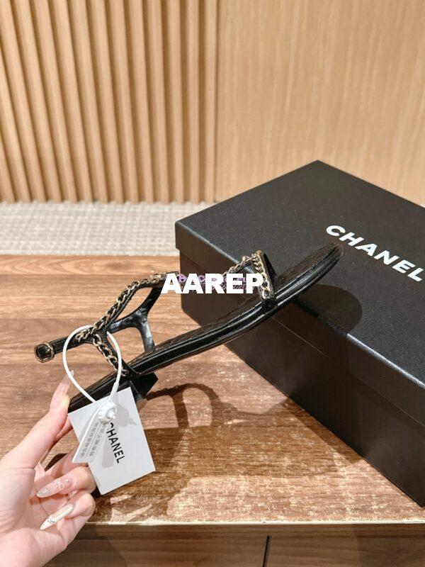 Replica Chanel SS25 Lambskin Sandals 15mm G46111 Black 7