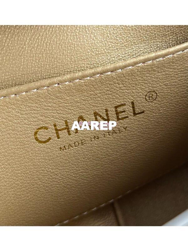 Replica Chanel Lambskin Small Flap Bag with Pearl Charm Chain AS4861 White 18