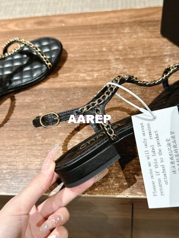 Replica Chanel SS25 Lambskin Sandals 15mm G46111 Black 9