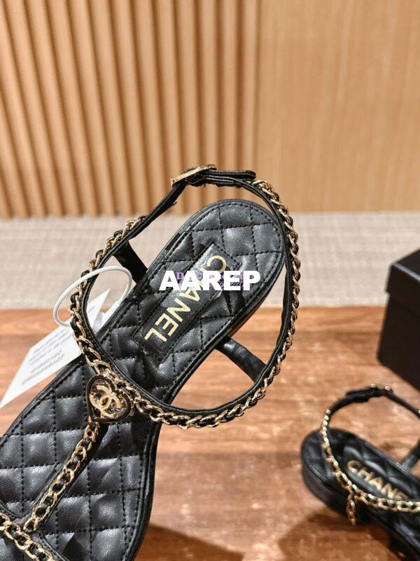 Replica Chanel SS25 Lambskin Sandals 15mm G46111 Black 10