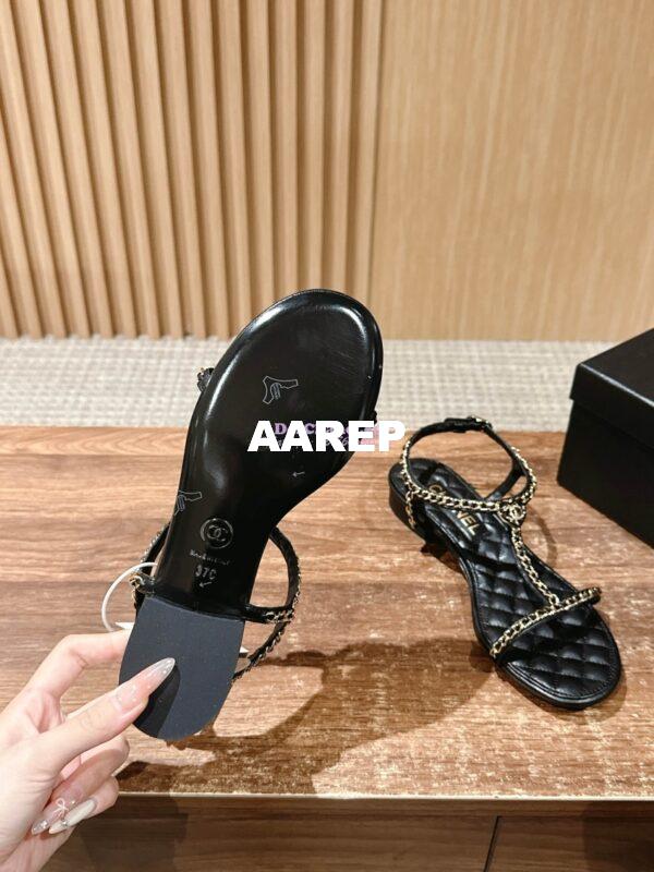 Replica Chanel SS25 Lambskin Sandals 15mm G46111 Black 11