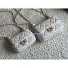 Replica Chanel Lambskin Small Flap Bag with Pearl Charm Chain AS4861 White