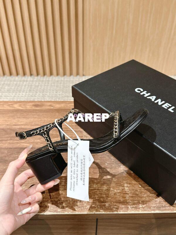 Replica Chanel SS25 Lambskin Sandals 40mm G46112 Black 7