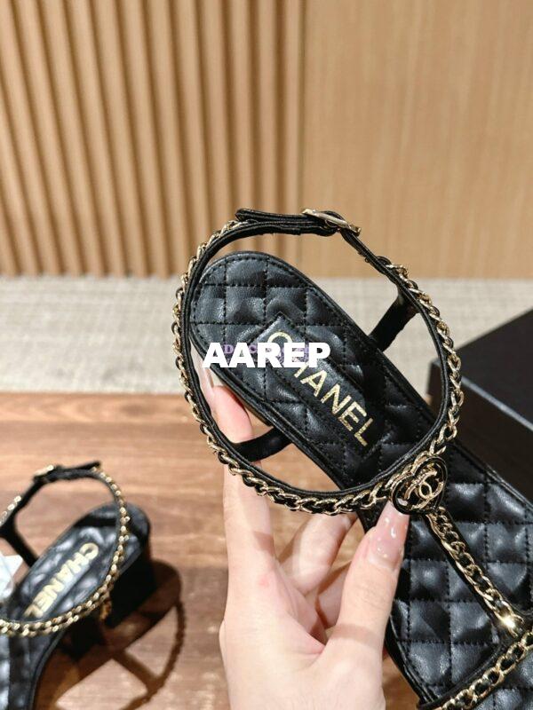 Replica Chanel SS25 Lambskin Sandals 40mm G46112 Black 9