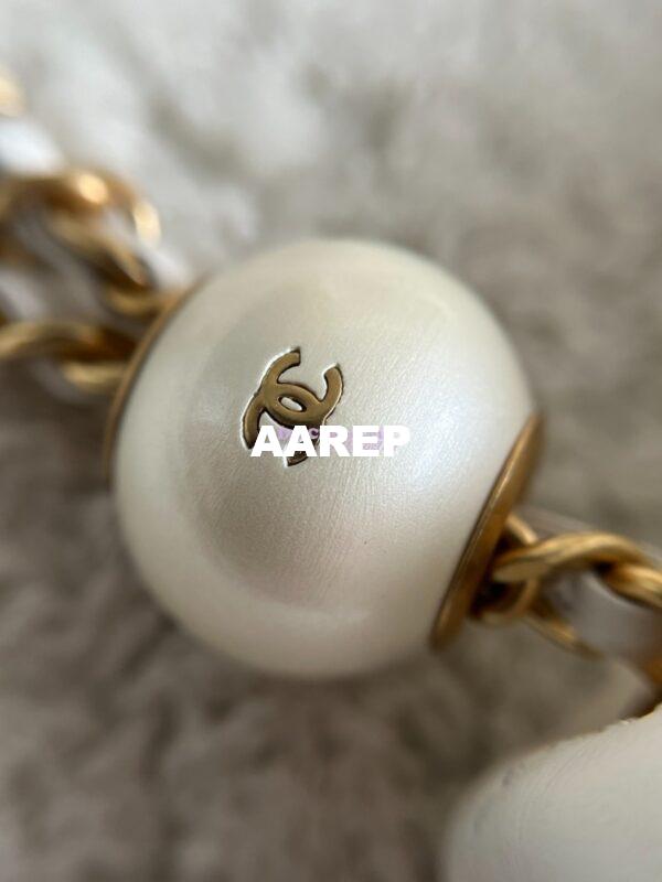 Replica Chanel Lambskin Mini Flap Bag with Pearl Charm Chain AS4868 White 9