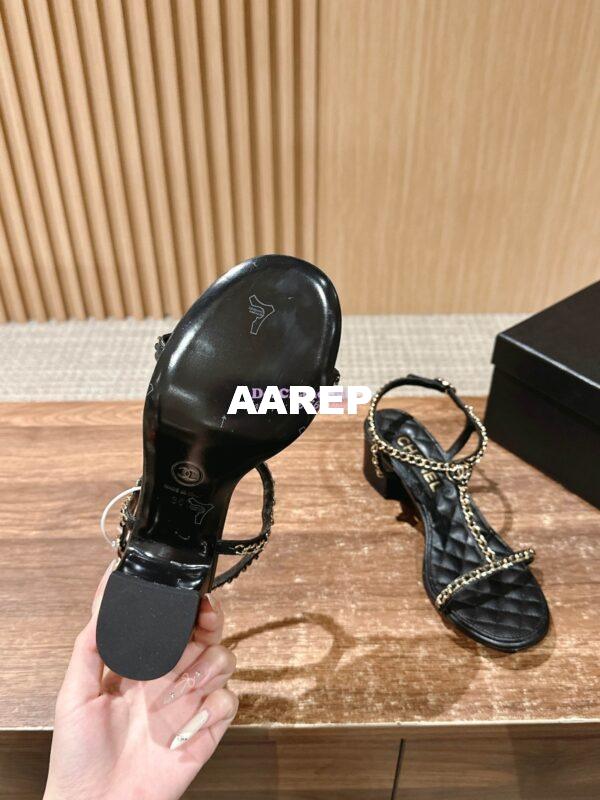 Replica Chanel SS25 Lambskin Sandals 40mm G46112 Black 11