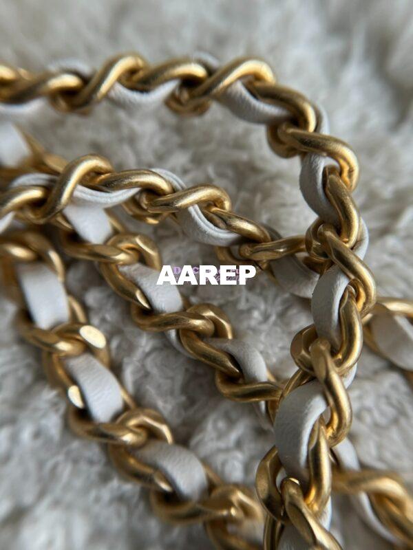 Replica Chanel Lambskin Mini Flap Bag with Pearl Charm Chain AS4868 White 11