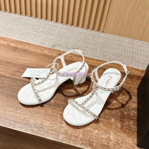 Replica Chanel SS25 Lambskin Sandals 40mm G46112 White 2