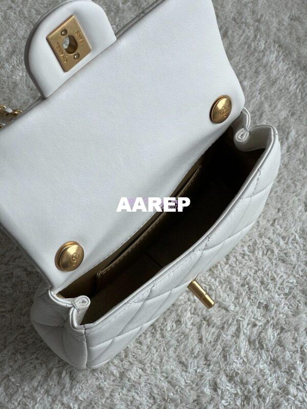 Replica Chanel Lambskin Mini Flap Bag with Pearl Charm Chain AS4868 White 16